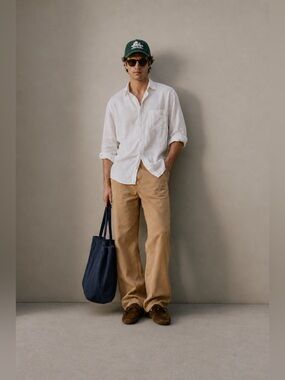Khaki/Tan Wide leg high rise Chino Pants